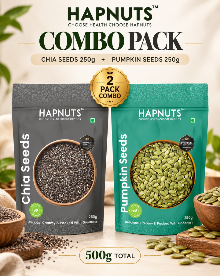 HapNuts combo pack with 250 g chia seeds and 250 g pumpkin seeds