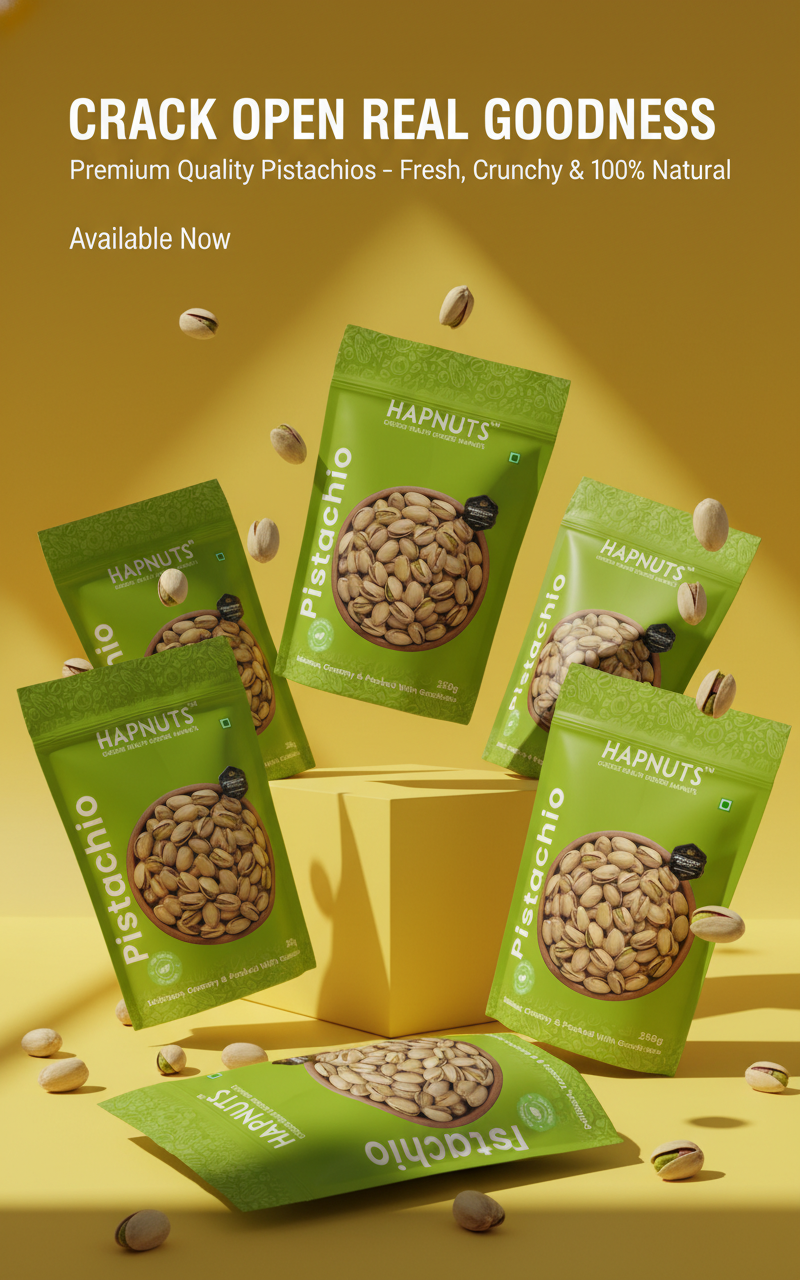 Hapnuts Premium Pistachios 250g | Roasted & Salted | Crunchy & Protein Rich Dry Fruit