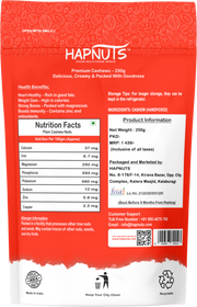 HAPNUTS Premium Cashew Nuts 250gx4 (1KG) | Whole, Creamy & Crunchy Kaju | Healthy Dry Fruit Snack | Rich in Protein & Antioxidants