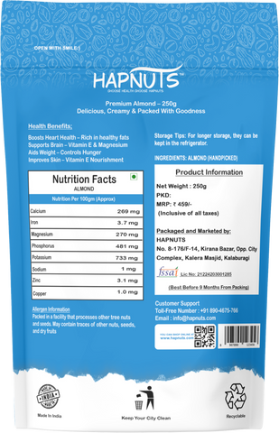 Hapnuts Premium Almonds 1kg (Badam)