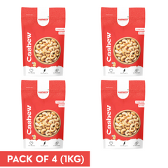 HAPNUTS Premium Cashew Nuts 250gx4 (1KG) | Whole, Creamy & Crunchy Kaju | Healthy Dry Fruit Snack | Rich in Protein & Antioxidants