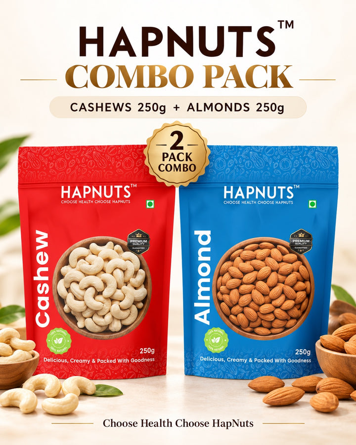 HapNuts combo pack with 250 g cashews and 250 g almonds