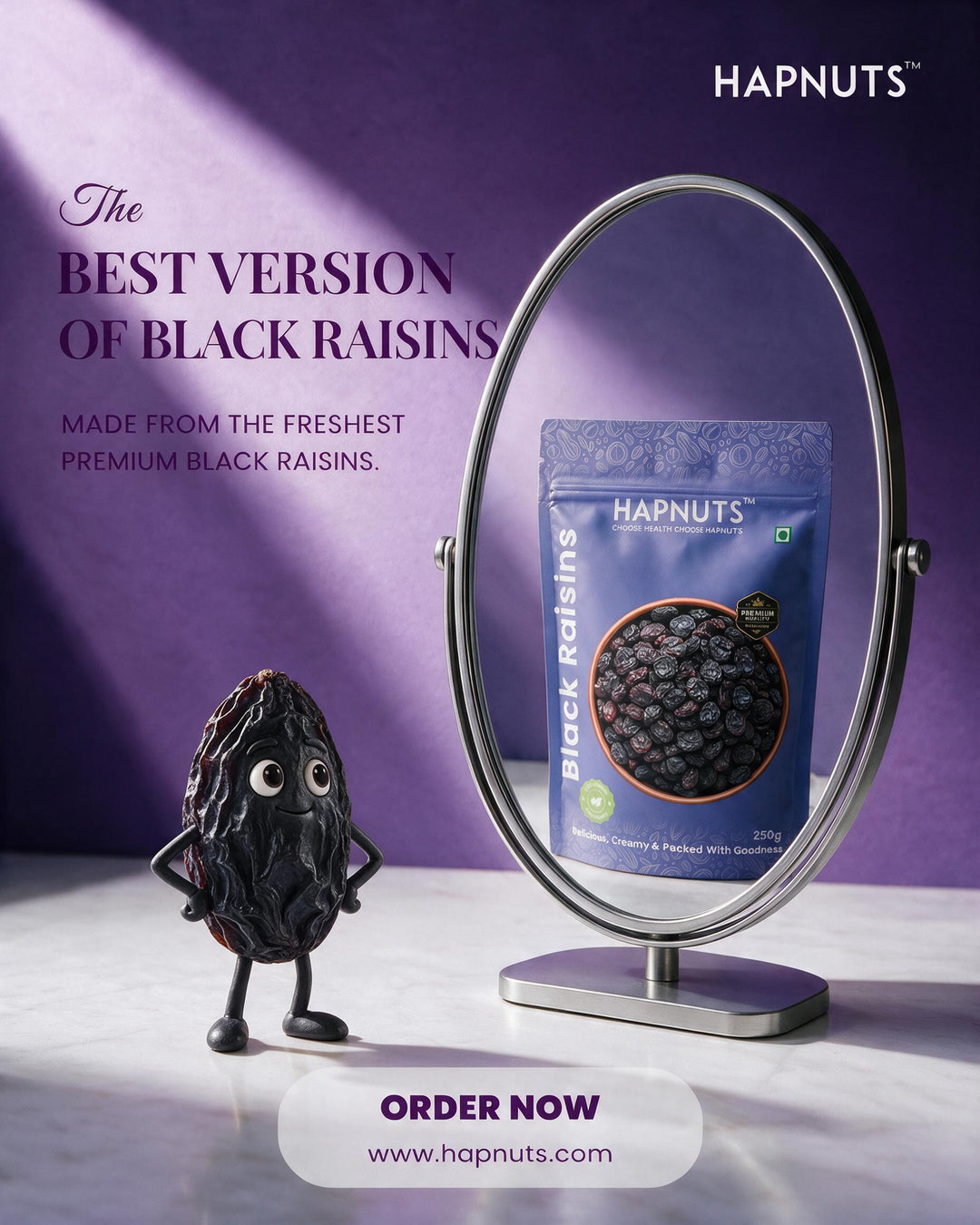 HapNuts premium black raisins kali kishmish pack – buy black raisins online India